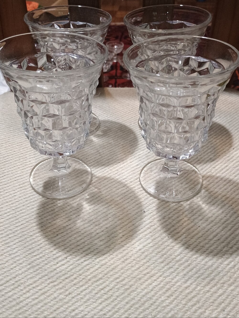 Set of 4 Vintage Fostoria American Clear Low Water Goblet Glasses 5.5 inches